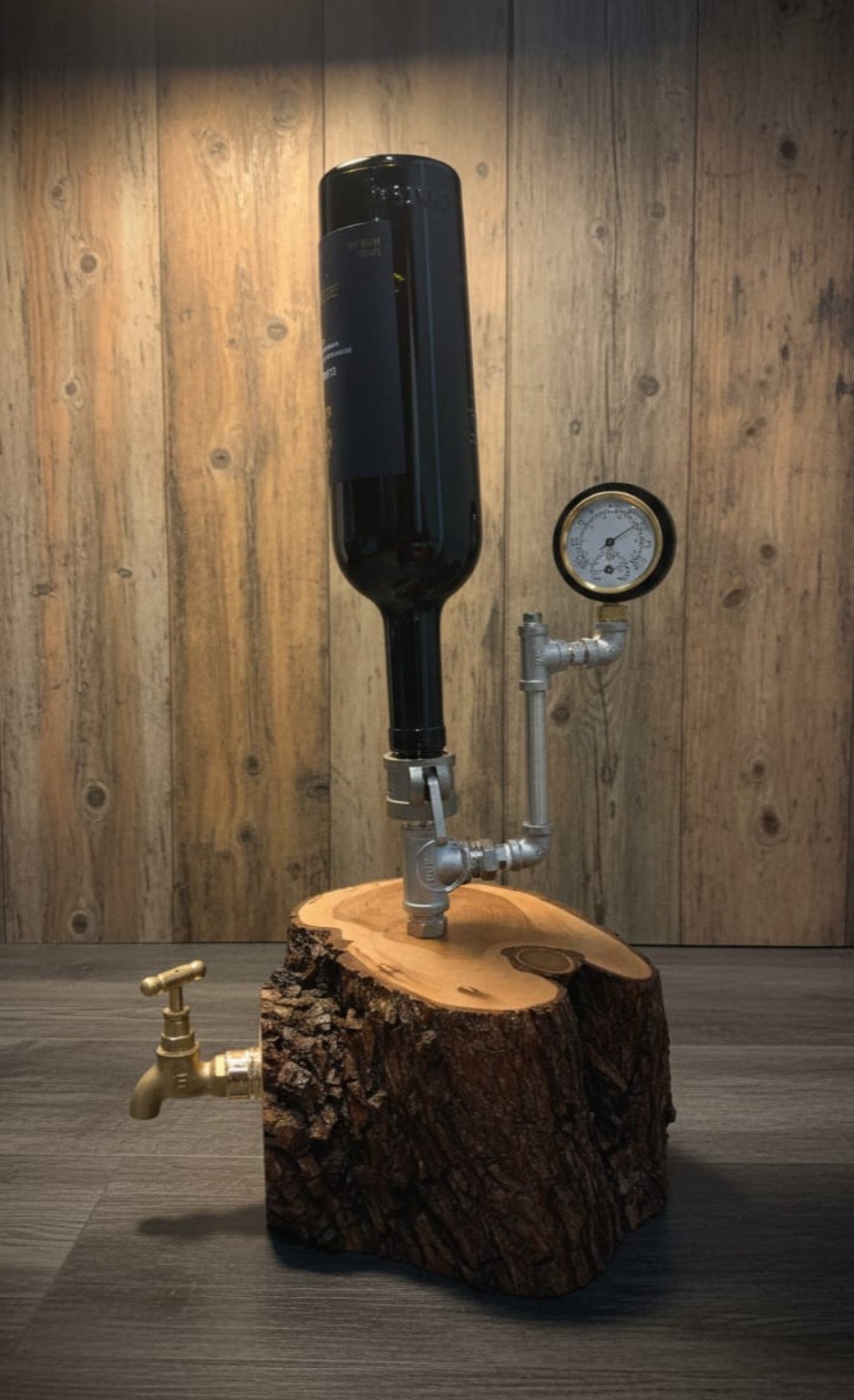 Bottle Dispenser on Wood Base