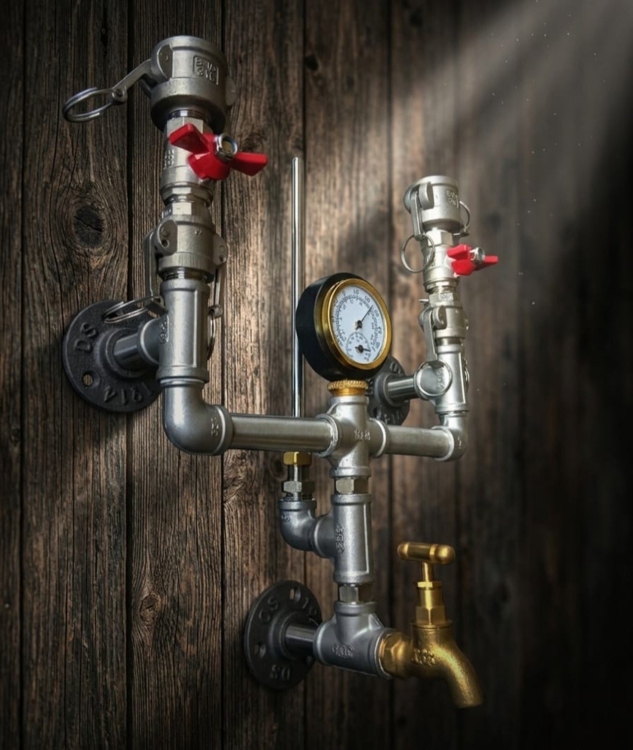 Wall Pipe installation with Gauge & Tap